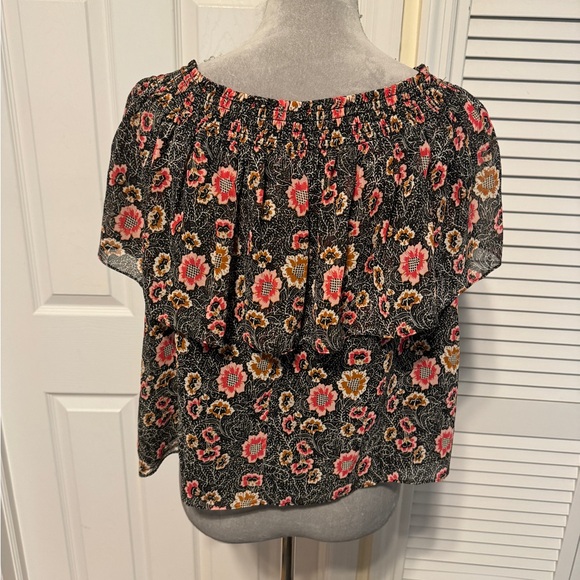 Rebecca Minkoff Ghiradelle Floral Off Shoulder Tiered Top - Picture 9 of 14